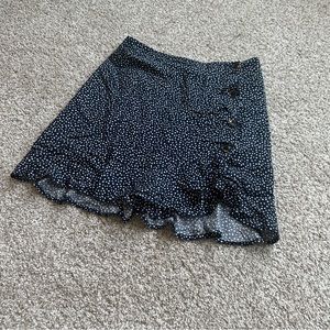 Abercrombie & Fitch Button Up Wrap Mini Skirt Navy Polkadot